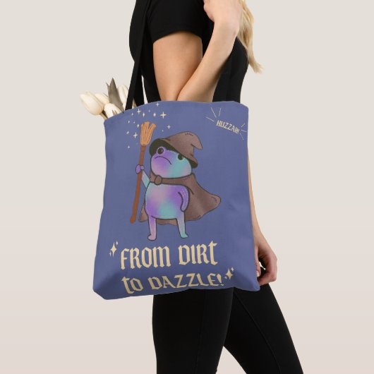 Van modder tot schittering Funny Wizard Kikker Hek Tote Bag (Dichtbij)