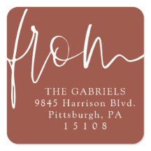 Van modern schrift terracotta retouradres