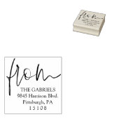 Van modern script retouradres rubberstempel (Gestempeld)