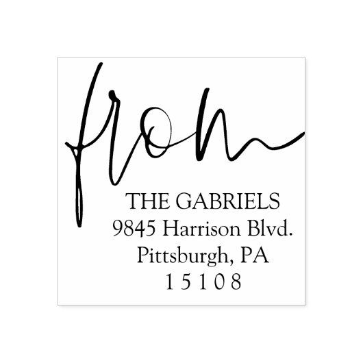 Van modern script retouradres rubberstempel (Afrduk)