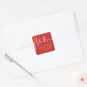 Van modern script rode vakantie retouradres vierkante sticker (Envelop)