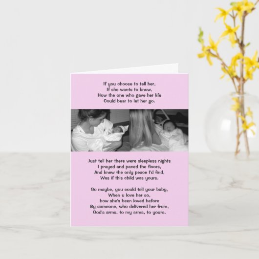 Van moeder naar adoptiemoeder kaart (Gele Bloem)