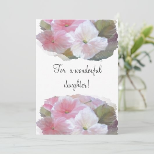 Van moeder op dochter bloemenflat vakantie Kaart (Staand voorkant)