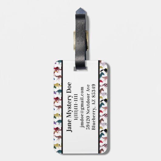 Van naar de paardenraces met het zijdepatroon van bagagelabel (Achterkant verticaal)