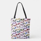 Van naar de paardenraces met het zijdepatroon van  tote bag (Achterkant)