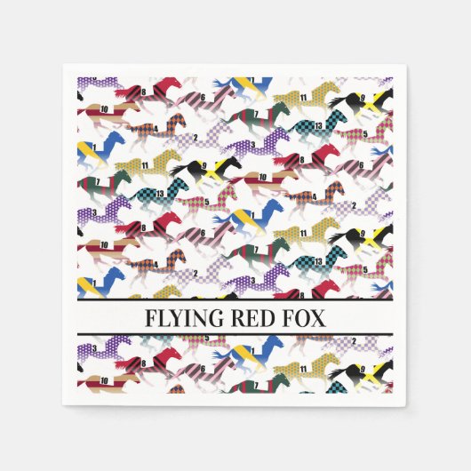 Van naar de paardenrennen Jockey Silk Pattern Napk Servet (Voorkant)