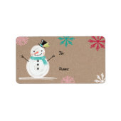 Van & naar Jolly Snow Man & Sneeuwvlokken Etiket (Voorkant)