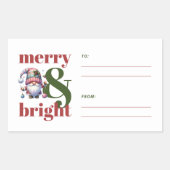 Van & naar Merry & Bright Gnome Red Green Christma Rechthoekige Sticker (Voorkant)