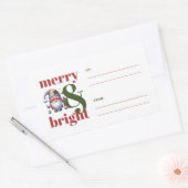 Van & naar Merry & Bright Gnome Red Green Christma Rechthoekige Sticker (Envelop)