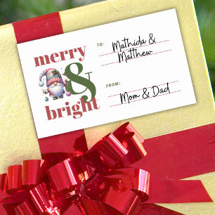 Van & naar Merry & Bright Gnome Red Green Christma Rechthoekige Sticker