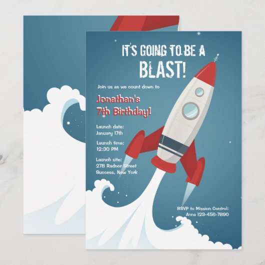 Van naar ruimteuitnodiging kaart (Voorkant / Achterkant)