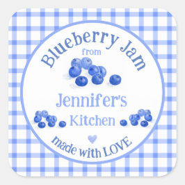 Van NAME Keuken met Liefde Blauwe Bosbes Blauwe Ru Vierkante Sticker