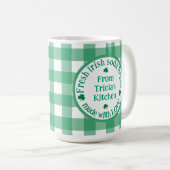 Van NAME Keuken met Liefde Iers Groen Geruit Koffiemok (Voorkant rechts)