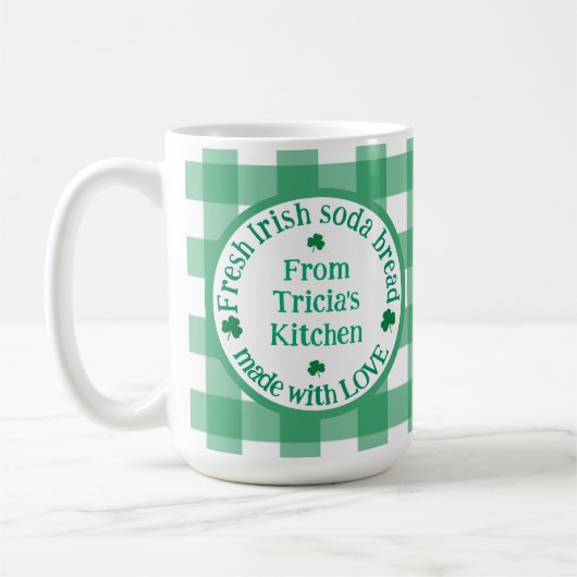 Van NAME Keuken met Liefde Iers Groen Geruit Koffiemok (Links)