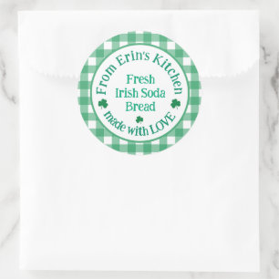 Van NAME Keuken met Liefde Iers Groen Geruit  Ronde Sticker