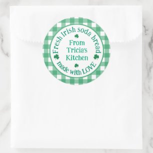 Van NAME Keuken met Liefde Iers Groen Geruit  Ronde Sticker