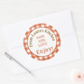 Van NAME Keuken met Liefde Roest Check Ronde Sticker (Envelop)