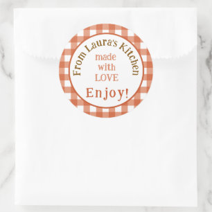 Van NAME Keuken met Liefde Roest Check Ronde Sticker