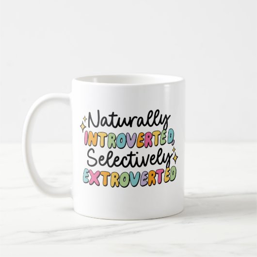 Van nature introvert selectief extravert koffiemok (Links)