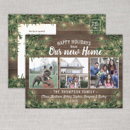 Van Nieuw Huis 3 Foto Kerstmis Greenery & Lights Feestdagenkaart