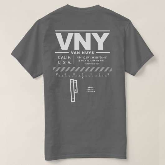 Van Nuys Airport VNY T-Shirt (Design achterkant)