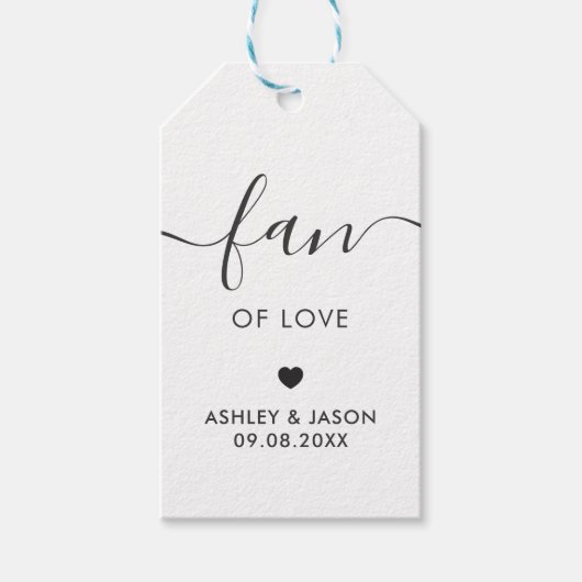 Van of Love, Hand Fan Favor, Wedding Gift Labels Cadeaulabel (Voorkant)