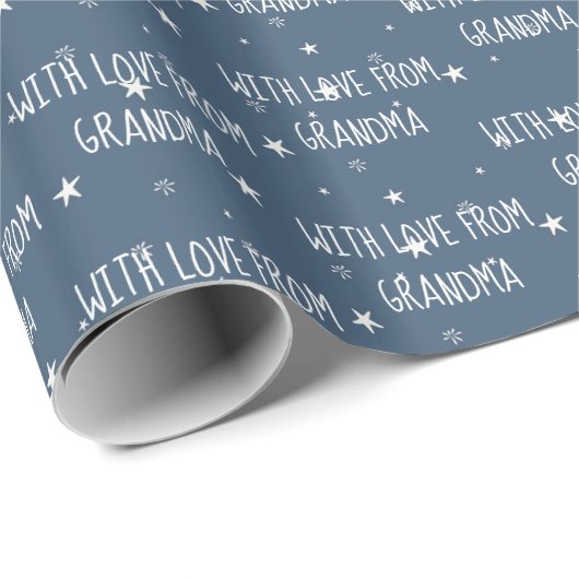 Van oma White Stars Wrapping Paper Cadeaupapier (Rol Hoek)