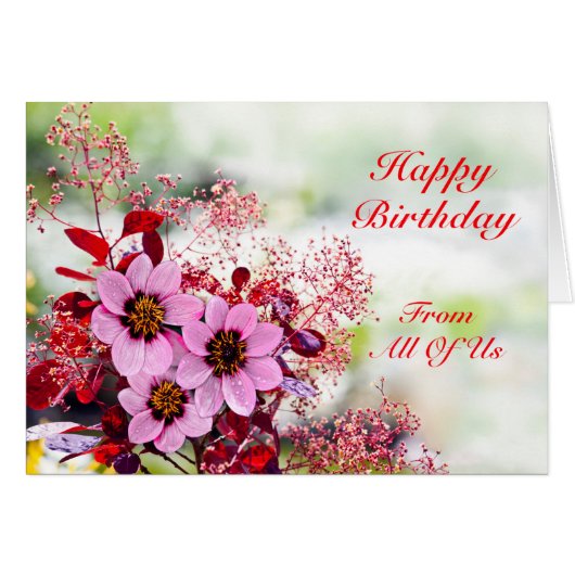 Van ons allemaal 'Birthday Pink Flowers' (Voorkant Horizontaal)