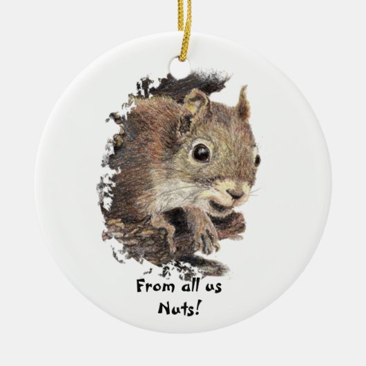 Van ons allemaal Nuts Custom KerstSquirrel Keramisch Ornament (Voorkant)
