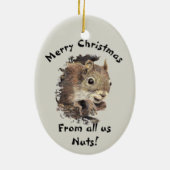 Van ons allemaal Nuts Kerst Eekhoorn Waterverf Keramisch Ornament (Achterkant)