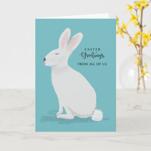 Van ons allemaal paasmakreel: witte konijn kaart (Gele Bloem)