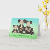 Van ons allemaal Verjaardag Cartoon van een Apenfa Kaart (Gele Bloem)