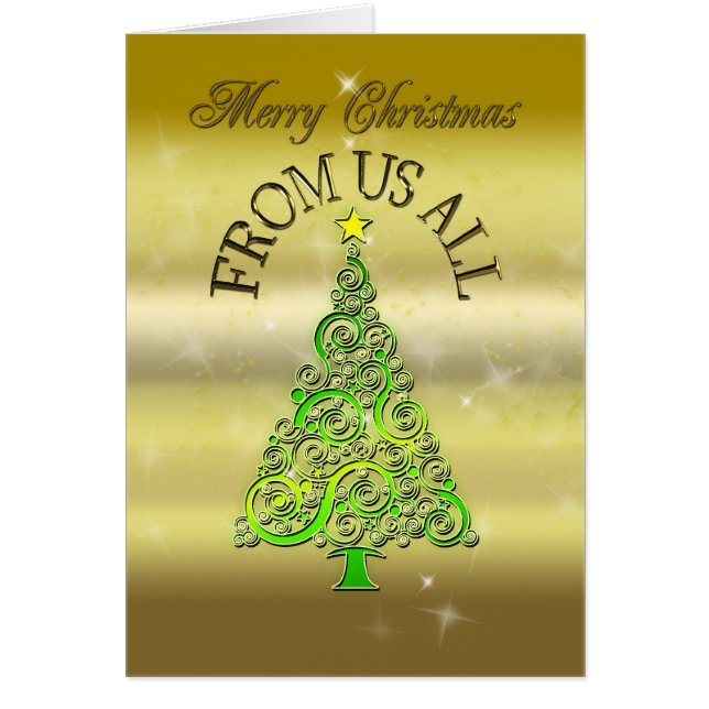 Van ons allen, een gouden kerstkaart met een goude (Voorkant)