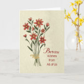 Van ons allen van de verjaardag wil Red Flower Bou Kaart (Gele Bloem)