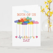 Van ons beiden, Cute Moederdag Rainbow Clouds Kaart (Gele Bloem)