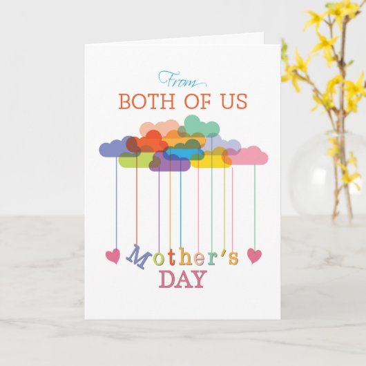 Van ons beiden, Cute Moederdag Rainbow Clouds Kaart (Gele Bloem)