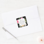 Van ons Boerderij tot u Floral Black Vierkante Sticker (Envelop)