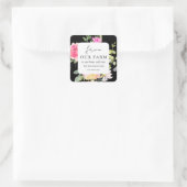 Van ons Boerderij tot u rustieke Bloemen Zwart Vierkante Sticker (Tas)