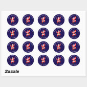 Van ons huis naar het jouwe | Santa Dancing Blue Ronde Sticker (Vel)