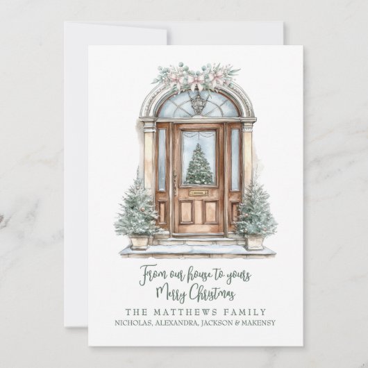 Van ons huis naar uw aangepaste kerstfoto feestdagenkaart (Voorkant)