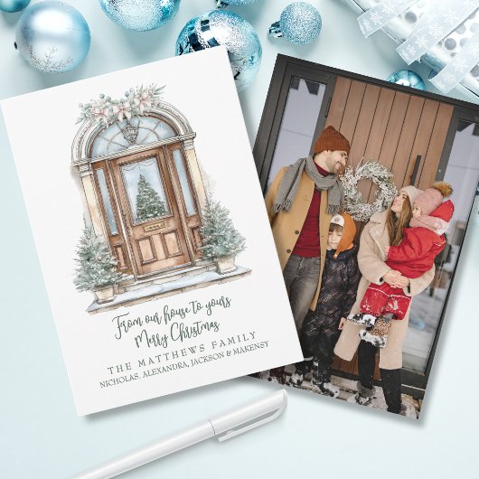 Van ons huis naar uw aangepaste kerstfoto feestdagenkaart