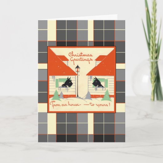 Van ons huis tot de jouwe Scotty Dog Christmas Feestdagen Kaart (Voorkant)