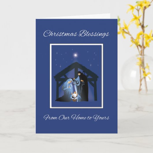 Van ons huis tot de uwe Kerstmis Zegen Manger Kaart (Gele Bloem)