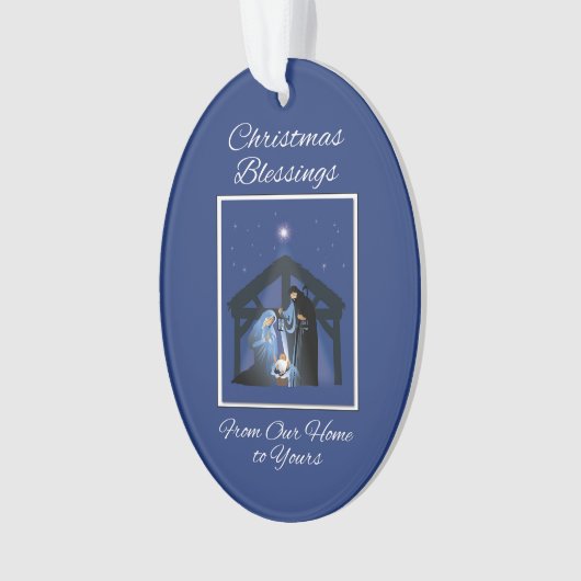 Van ons huis tot de uwe Kerstmis Zegen Manger Ornament (voorkant)