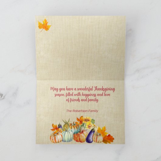 Van ons Huis tot u - Gelukkig dankzegging Feestdagen Kaart (Binnen)