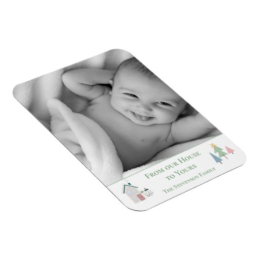 Van ons Huis tot Yours Photo Xmas Holiday Card Magneet (Rechterzijde)