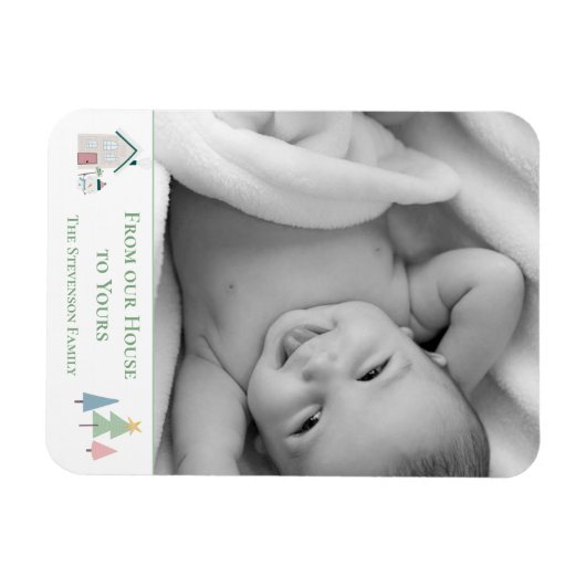 Van ons Huis tot Yours Photo Xmas Holiday Card Magneet (Horizontaal)