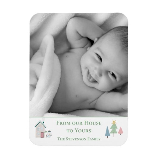 Van ons Huis tot Yours Photo Xmas Holiday Card Magneet (Verticaal)