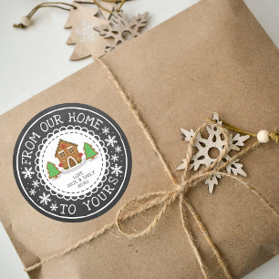 Van ons thuis tot aan uw   Kerstmis Ronde Sticker