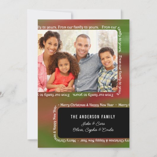 Van Onze Familie aan van u de Groet van Kerstmis Feestdagenkaart (Voorkant)